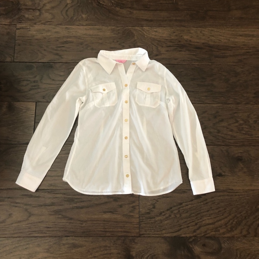 Lilly Pulitzer Cruiser Camp Shirt Resort White